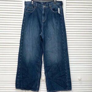 Old Navy High-Waisted Baggy Wide-Leg Studded Jeans Size 22